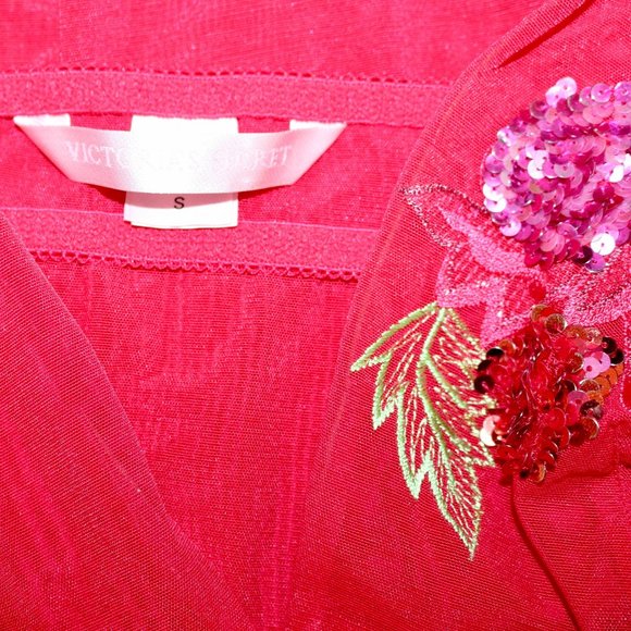 Victoria's Secret Red Mesh Lingerie With Embroidered Cherry Sequins Design NWOT - Picture 8 of 8